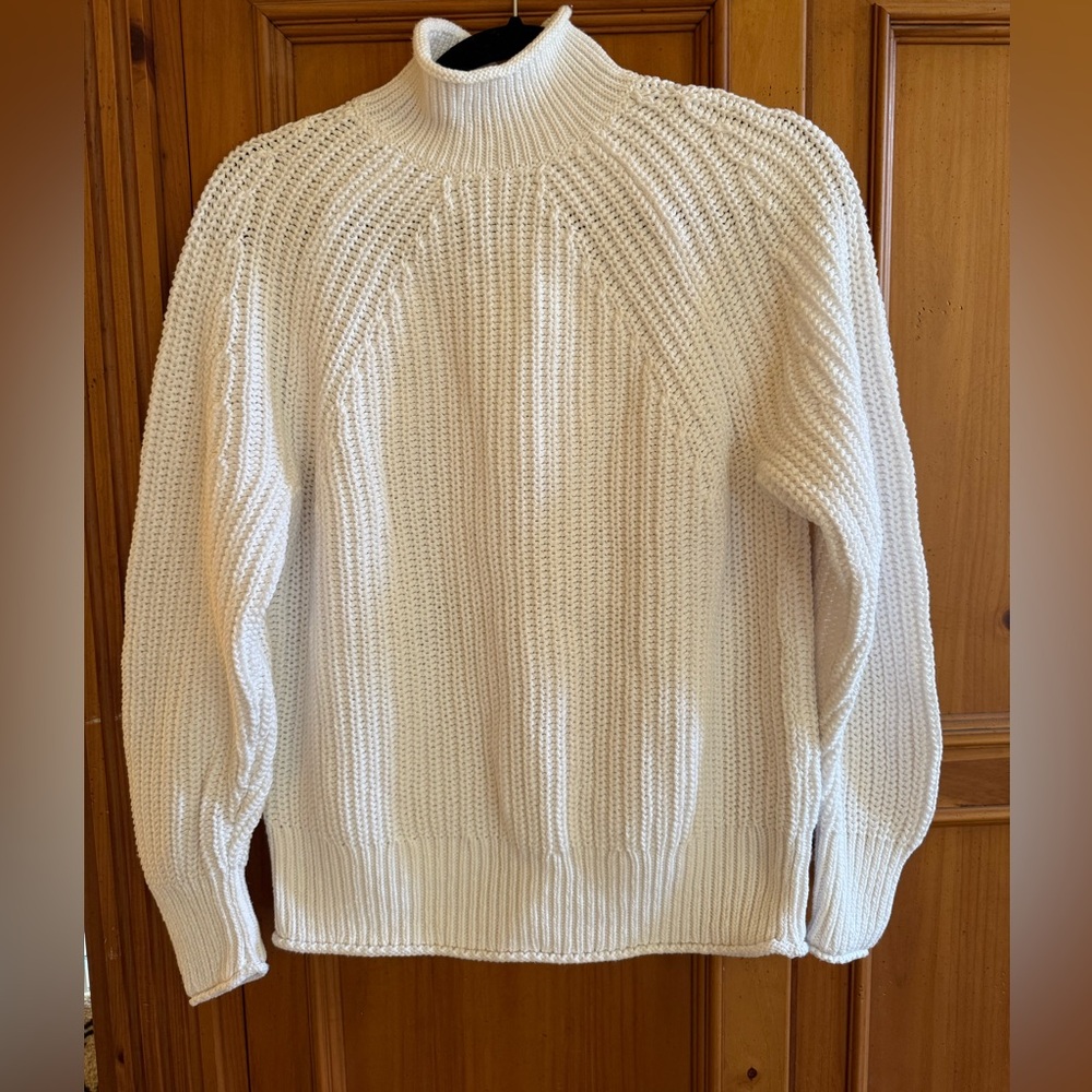 J Crew White Shaker stitch roll neck sweater, x-small